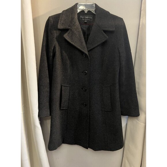 Wool Blend Coat FLEET STREET Women’s PM Jacket Charcoal Gray Button Classic - Picture 8 of 9